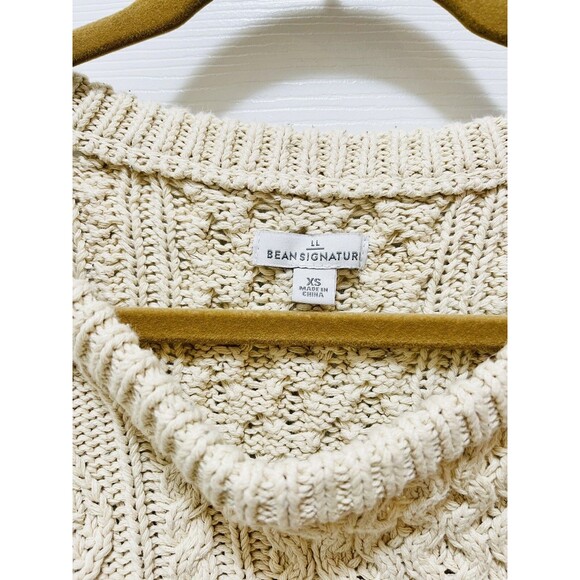 LL Bean Womens Sweater Fisherman Tunic Cable Knit Size XS Cream Ivory - Picture 4 of 7